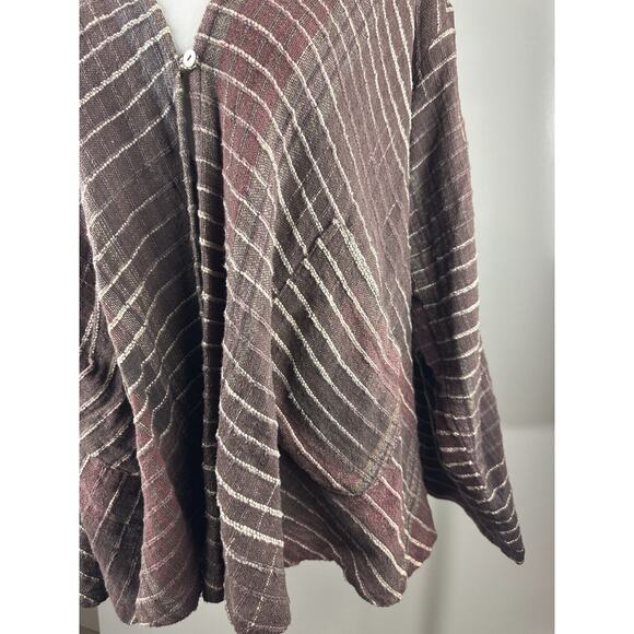 Yasuko Kurisaka Art to Wear Lagenlook Handwoven Brown Button Jacket Cardigan O/S - Picture 6 of 16